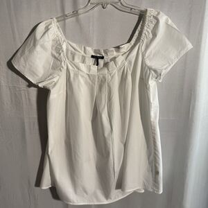 Daisy Fuentes Large White Peasant Blouse Short Sleeve Boho Top Women’s Summer